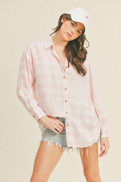 Oversized Button Up Shirt us.meeeshop - Shirts & Tops