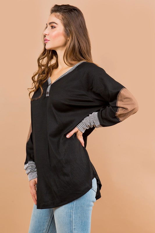 Oversized Elbow Patch Tunic us.meeeshop - 