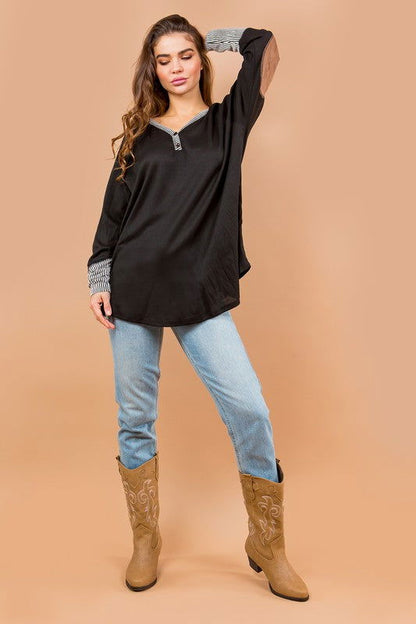 Oversized Elbow Patch Tunic us.meeeshop - 