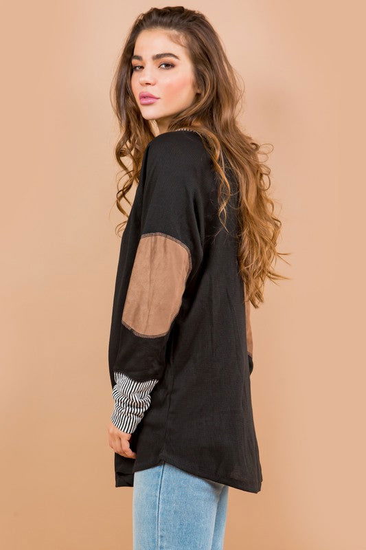 Oversized Elbow Patch Tunic us.meeeshop - 