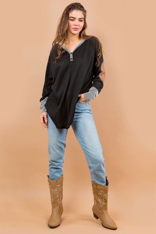 Oversized Elbow Patch Tunic us.meeeshop - 