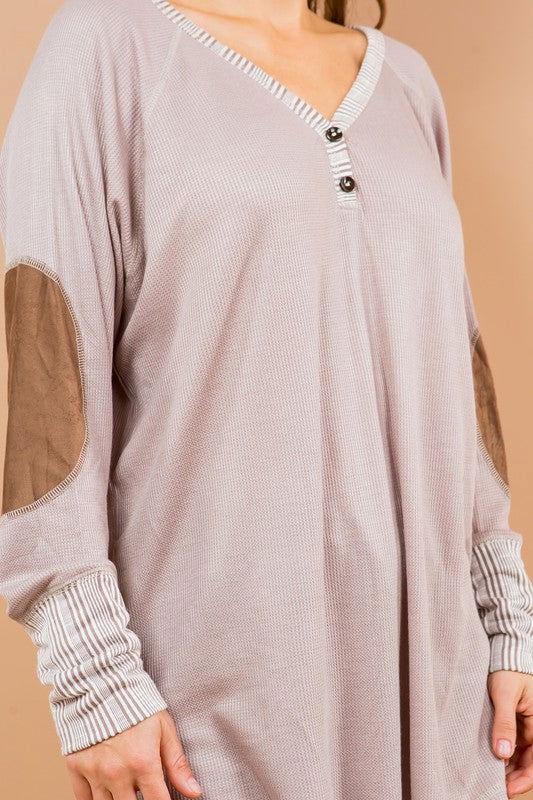 Oversized Elbow Patch Tunic us.meeeshop - 