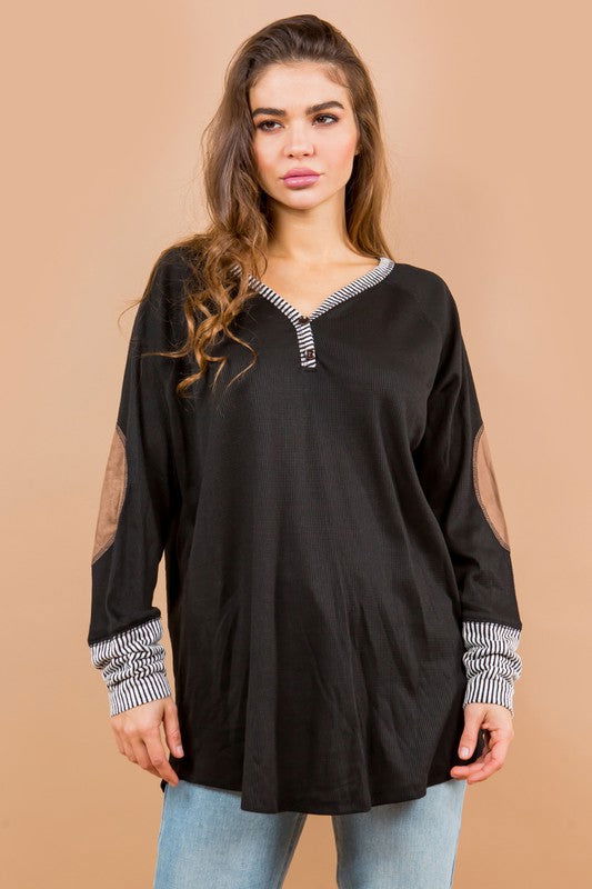 Oversized Elbow Patch Tunic us.meeeshop - 