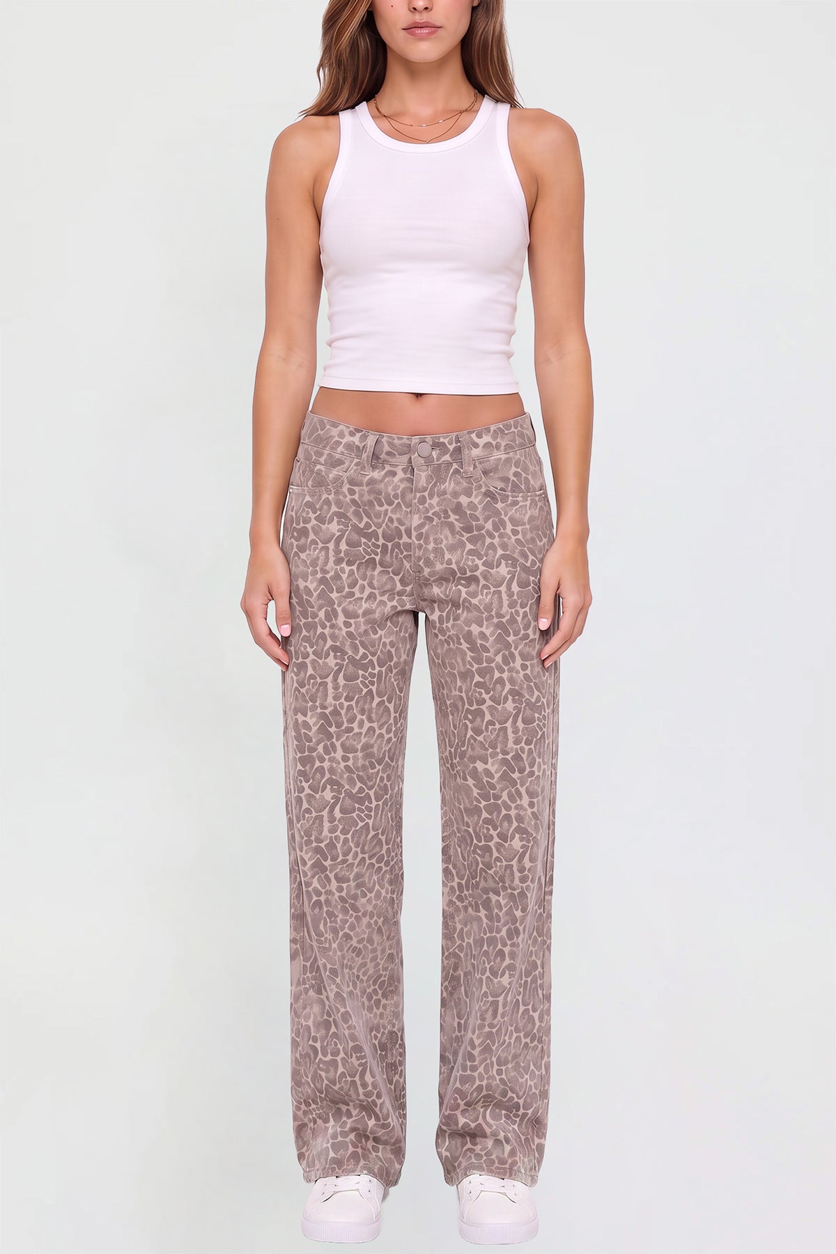 Women's Britney Leopard Wide Leg Jeans