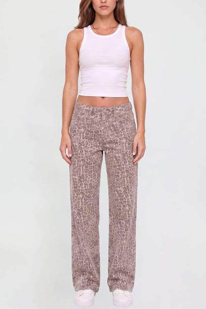 Women's Britney Leopard Wide Leg Jeans