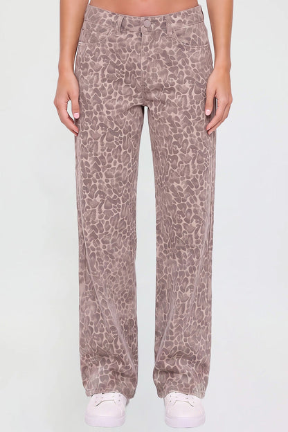 Women's Britney Leopard Wide Leg Jeans