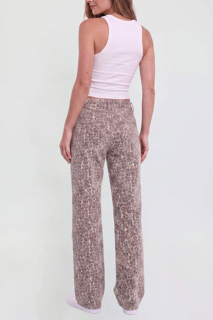Women's Britney Leopard Wide Leg Jeans