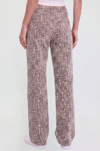 Women's Britney Leopard Wide Leg Jeans
