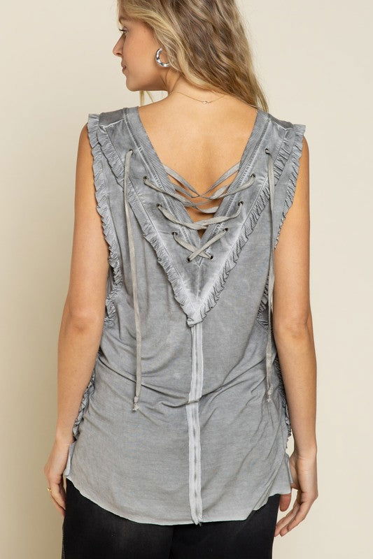 POL Criss-cross Lace-up Open Back Tank Top us.meeeshop - 