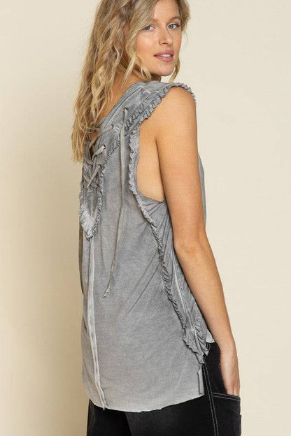 POL | Criss cross Lace up Open Back Tank Top | us.meeeshop