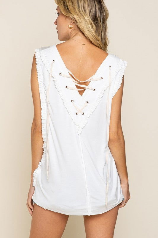 POL Criss-cross Lace-up Open Back Tank Top us.meeeshop - 