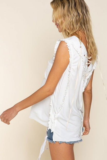 POL Criss-cross Lace-up Open Back Tank Top us.meeeshop - 