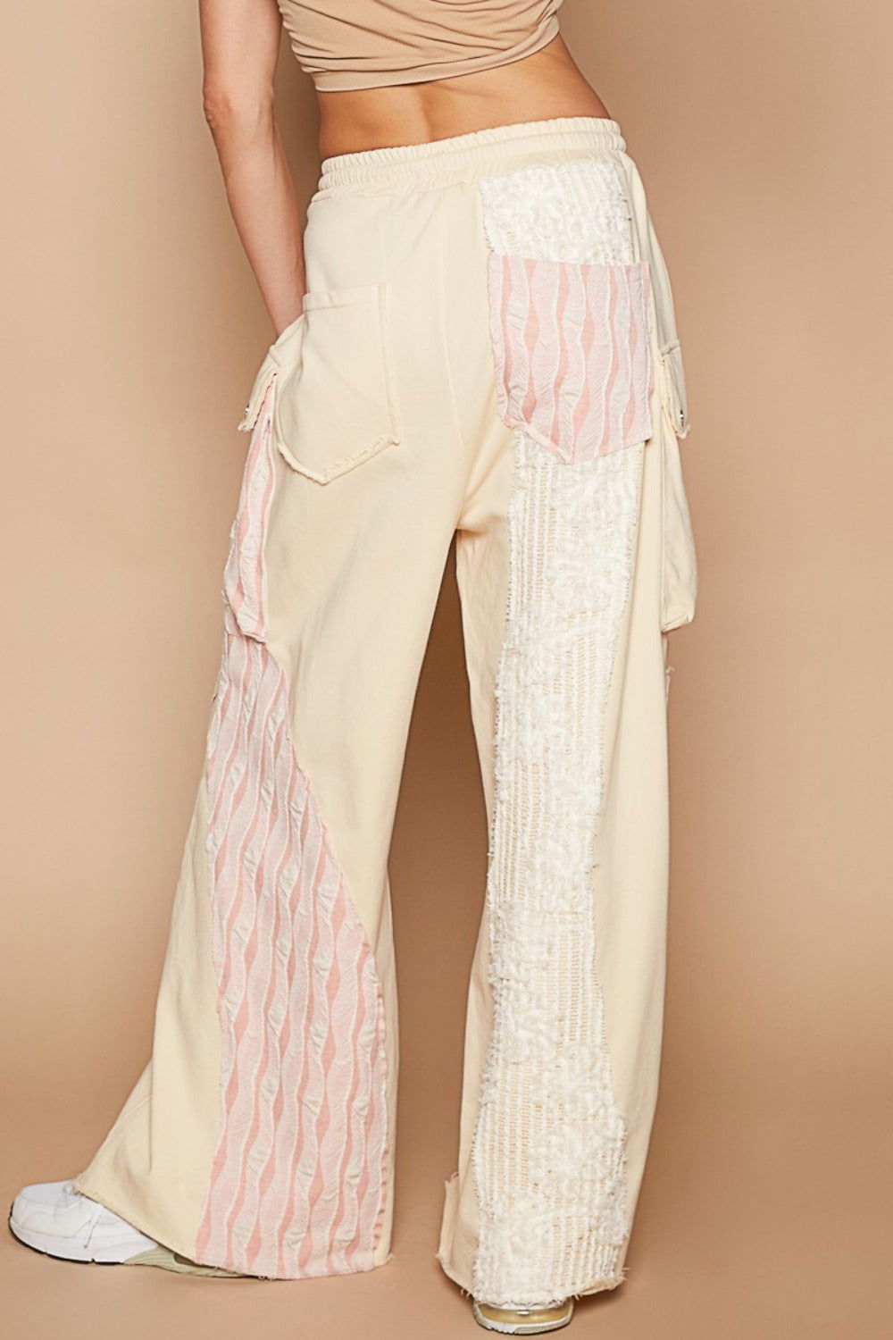 POL Crochet Contrast Drawstring Wide Leg Pants us.meeeshop - 