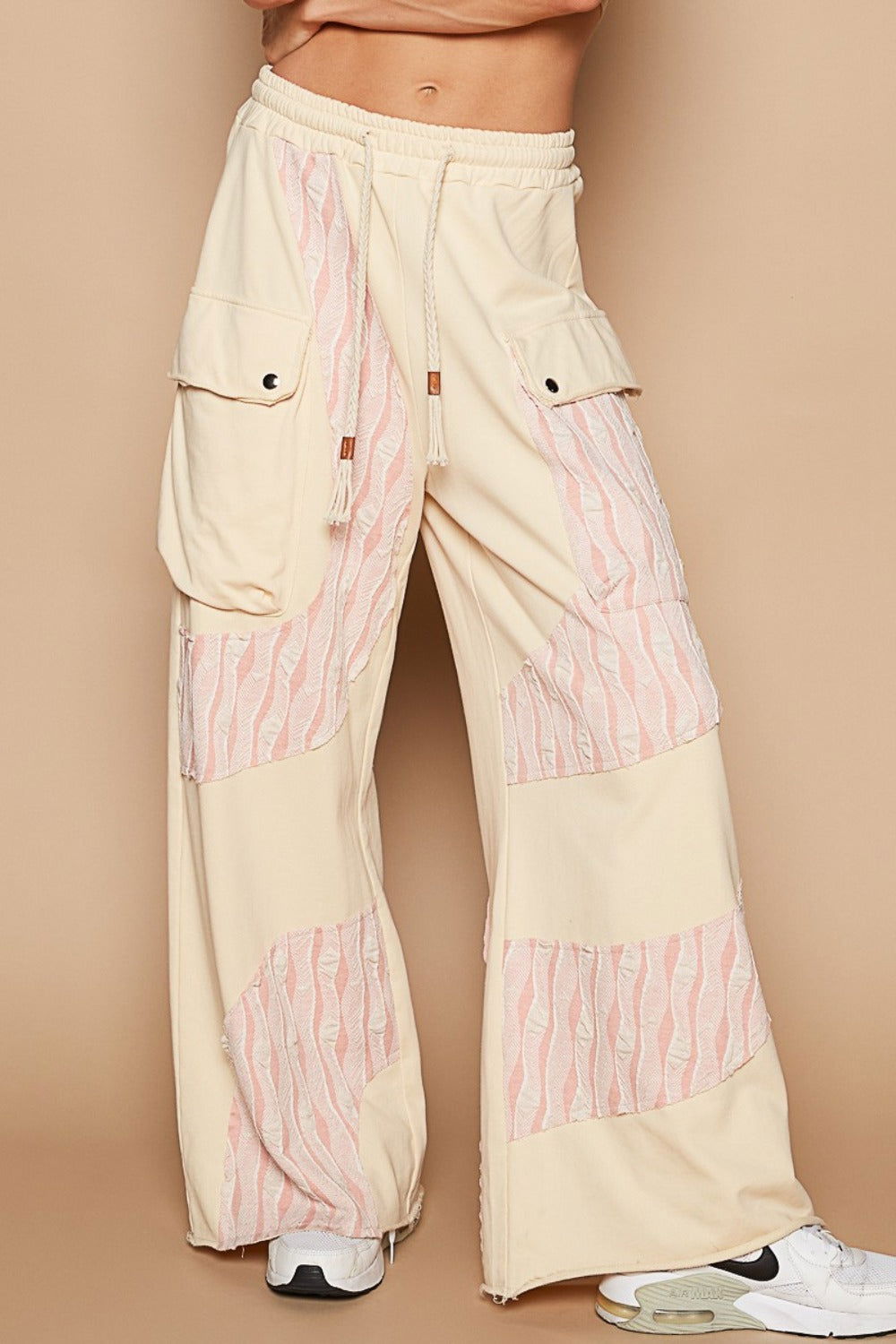 POL Crochet Contrast Drawstring Wide Leg Pants us.meeeshop - Pants