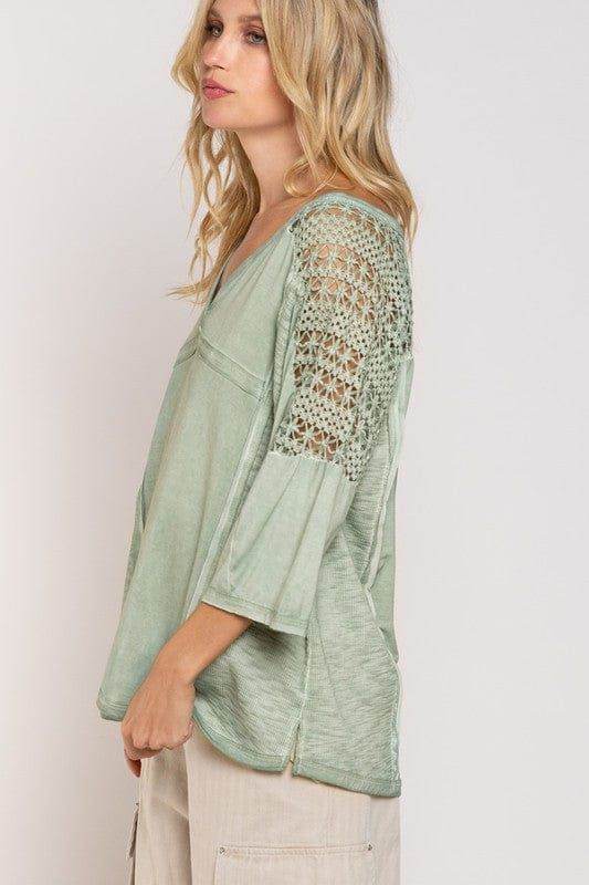 POL | Feminine Boho Crochet Sleeve Top - us.meeeshop