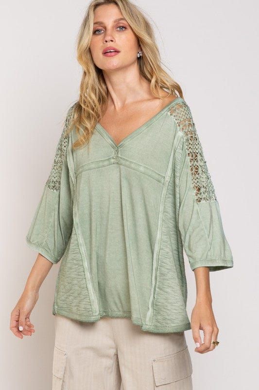 POL | Feminine Boho Crochet Sleeve Top us.meeeshop - Shirts & Tops