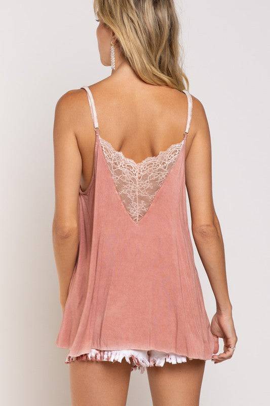 POL | V camisole Tank with Lace on Front | us.meeeshop