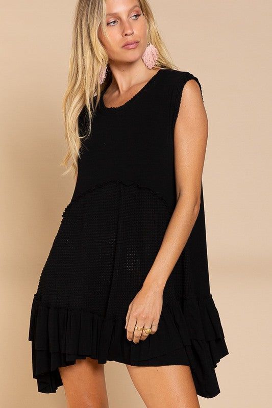 Women's POL | Sleeveless Ruffle Hem Dress - us.meeeshop