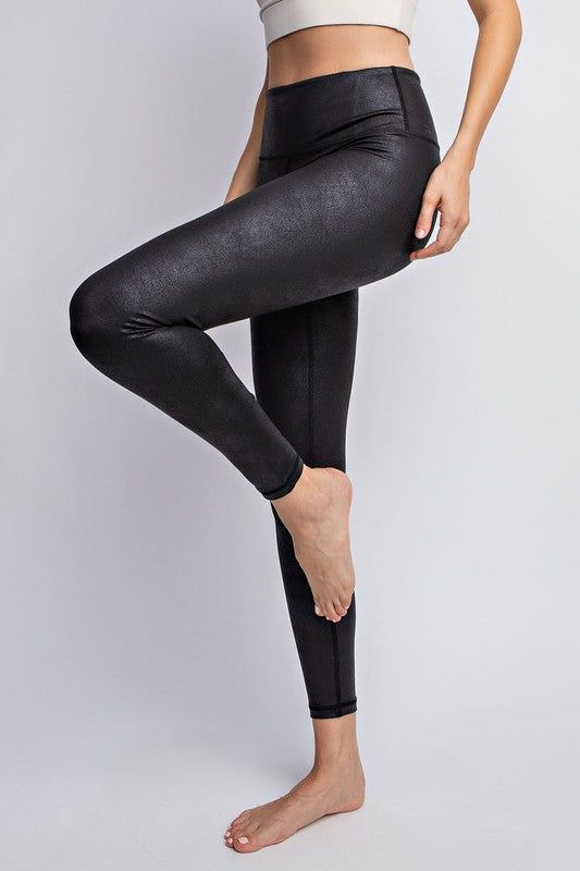 PU Chintz Full-Length Leggings - us.meeeshop