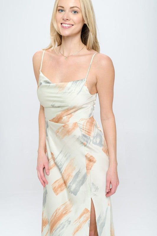 Paint Stroke Midi Slip Dress us.meeeshop - Dresses