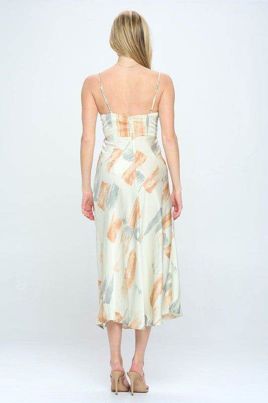 Paint Stroke Midi Slip Dress - us.meeeshop