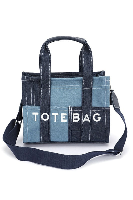 Patch Denim Iconic Tote Bag us.meeeshop - Handbags