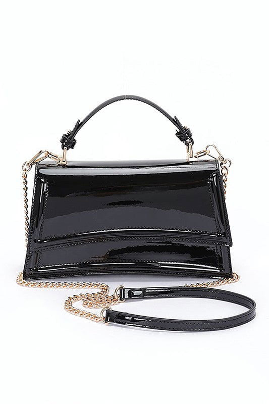 Patent Faux Leather Top Handle Crossbody Bag us.meeeshop - 