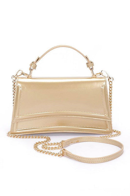 Patent Faux Leather Top Handle Crossbody Bag us.meeeshop - 