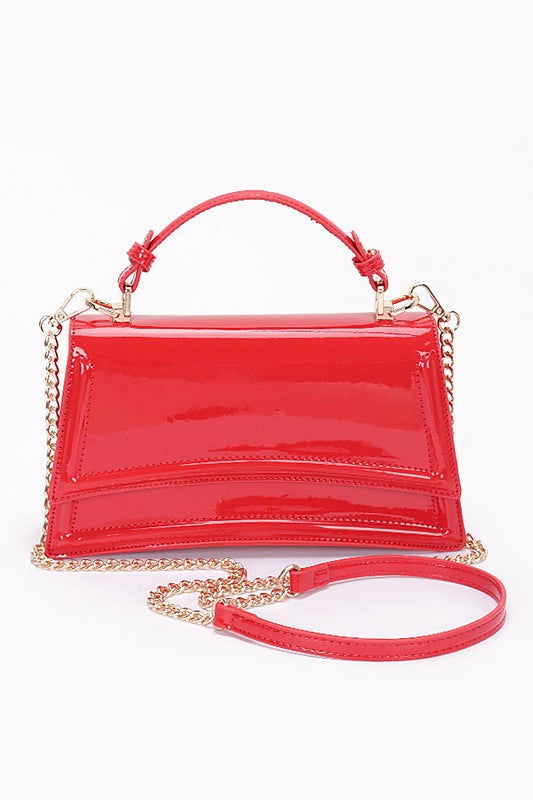 Patent Faux Leather Top Handle Crossbody Bag us.meeeshop - 