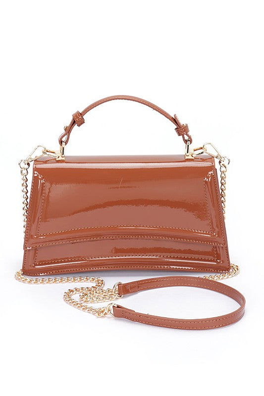 Patent Faux Leather Top Handle Crossbody Bag us.meeeshop - 