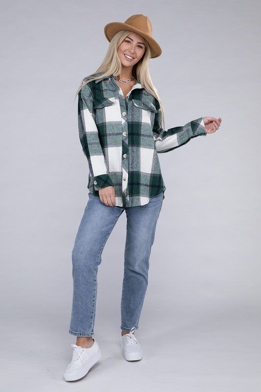 Plaid Belted Shacket us.meeeshop - 