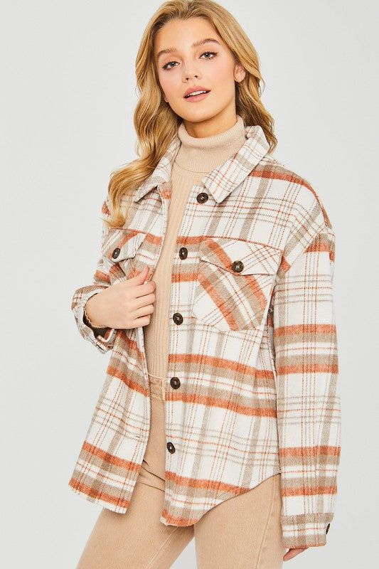 Plaid Bust Pocket Shacket us.meeeshop - 