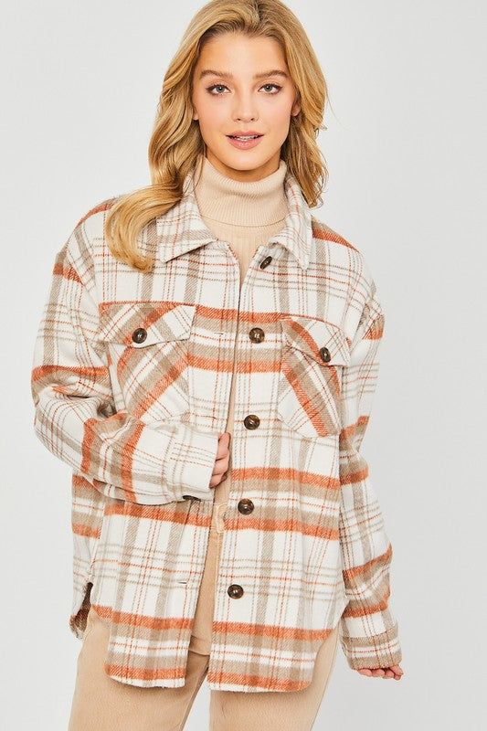 Plaid Bust Pocket Shacket us.meeeshop - 