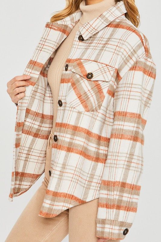 Plaid Bust Pocket Shacket us.meeeshop - 