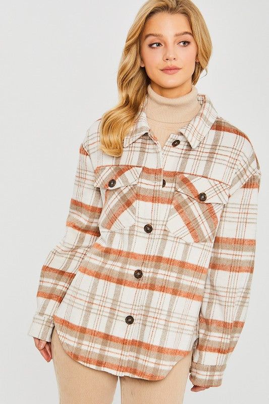 Plaid Bust Pocket Shacket us.meeeshop - 