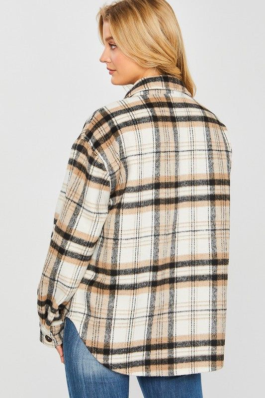 Plaid Bust Pocket Shacket us.meeeshop - 