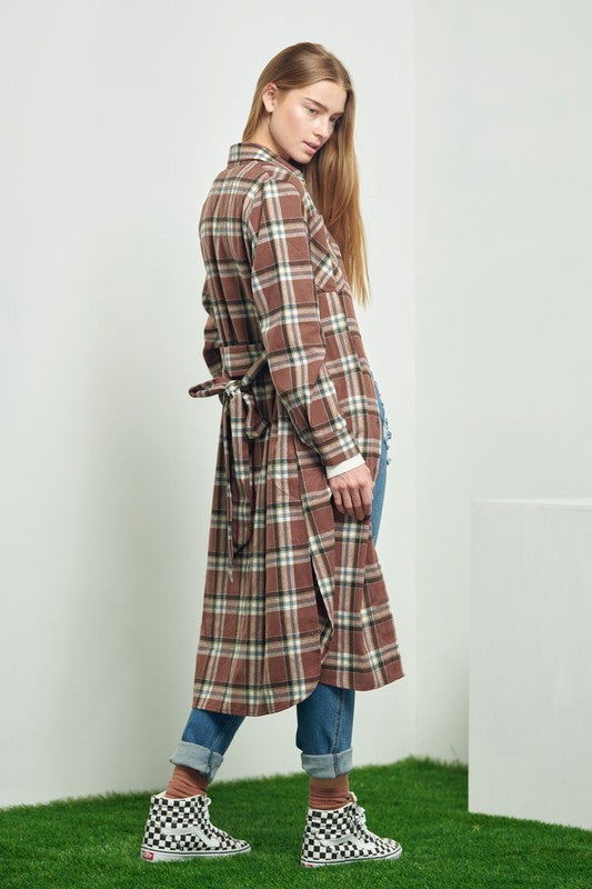 Plaid Print Collar Long Shirt Dress us.meeeshop - 