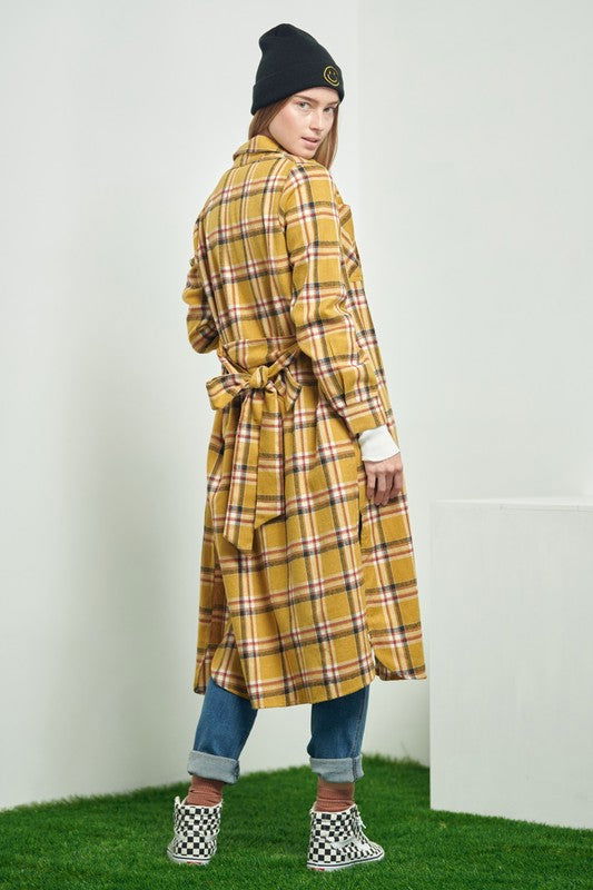 Plaid Print Collar Long Shirt Dress us.meeeshop - 