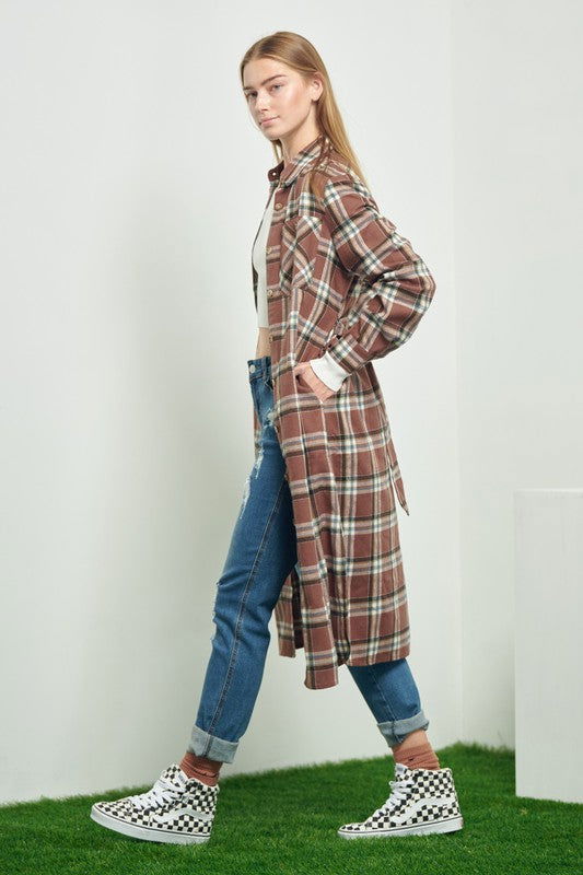 Plaid Print Collar Long Shirt Dress us.meeeshop - 