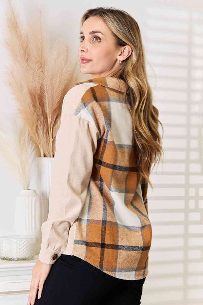 Plaid Print Dropped Shoulder Shirt us.meeeshop - 