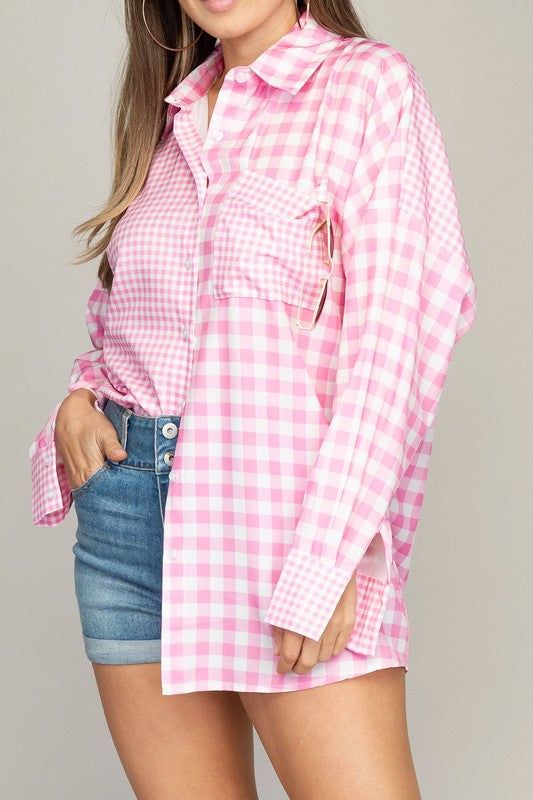 Plaid shirt with a pocket us.meeeshop - Shirts & tops