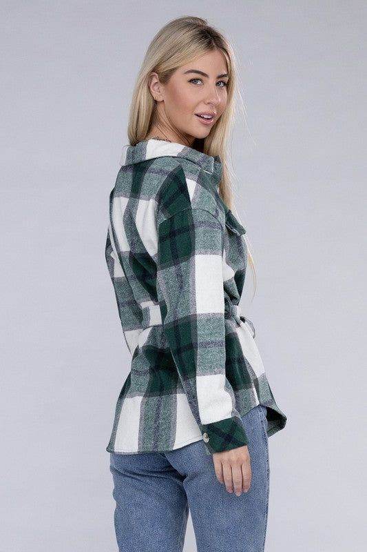 Plaid Belted Shacket - us.meeeshop