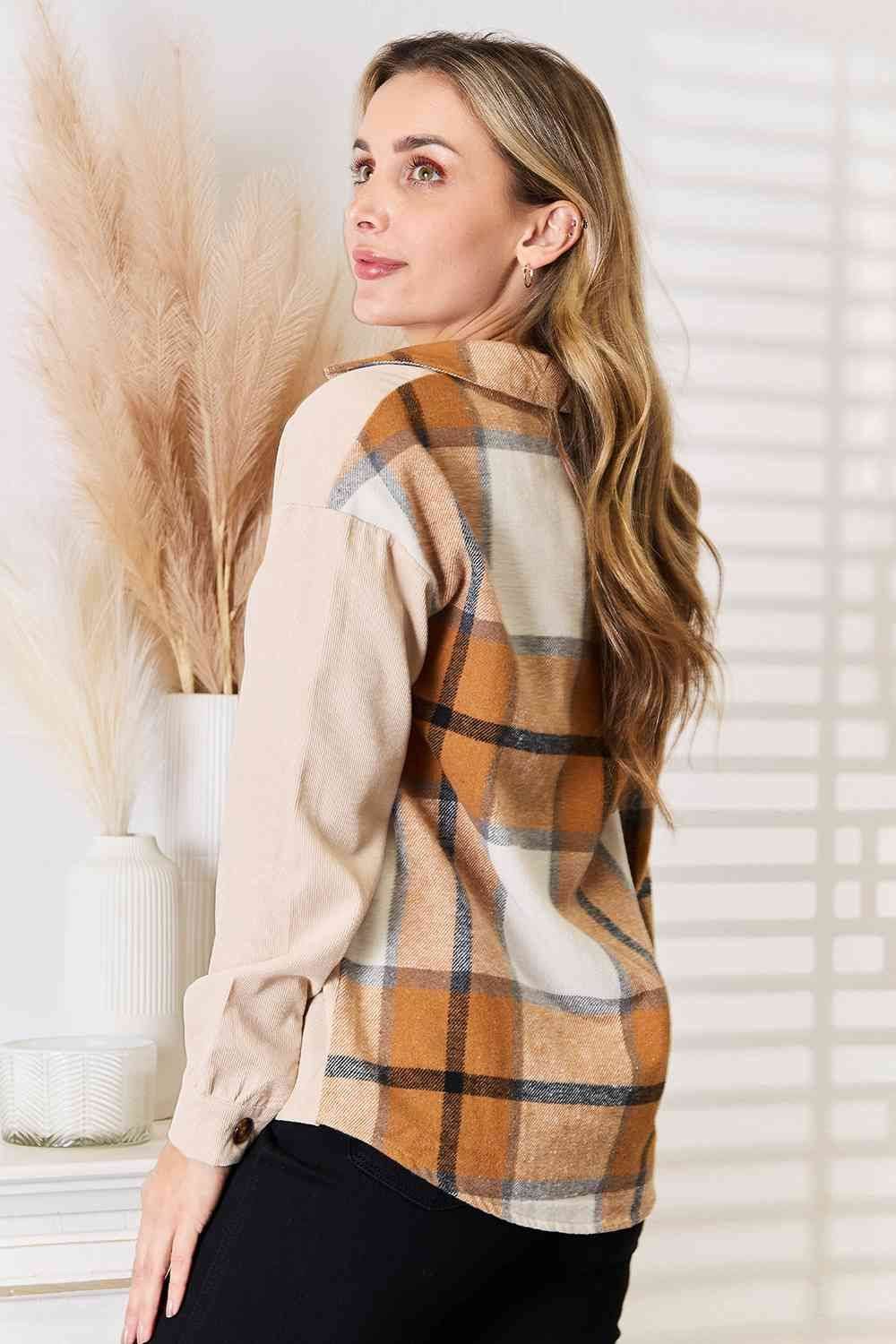 Plaid Print Dropped Shoulder Shirt - us.meeeshop