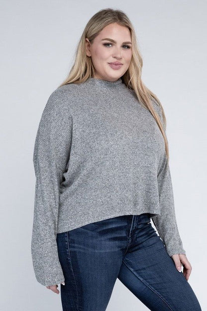 Plus Drop Shoulder Long Sleeve Top us.meeeshop - 