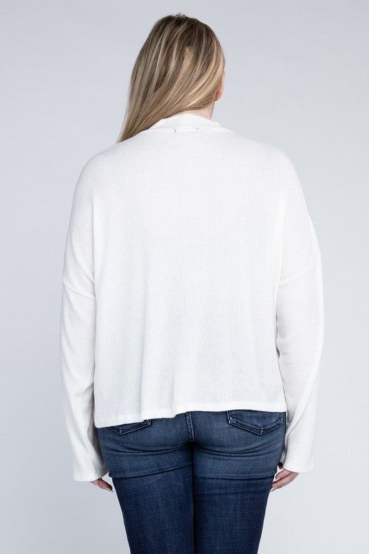 Plus Drop Shoulder Long Sleeve Top us.meeeshop - 