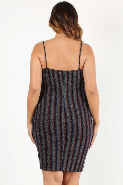 Plus Size Rainbow Striped Sleeveless Short Dress | us.meeeshop