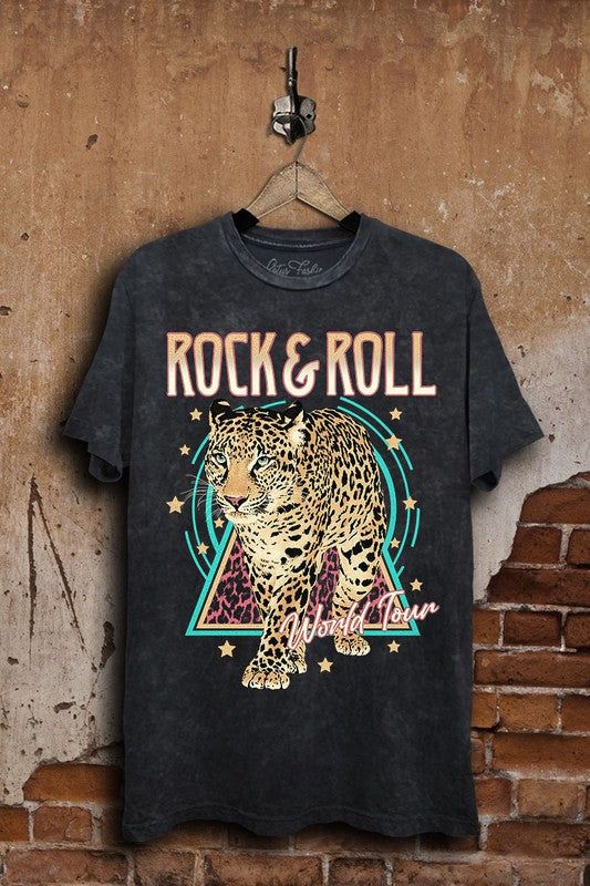 Plus Size Rock & Roll World Tour Graphic Top us.meeeshop - Shirts & Tops