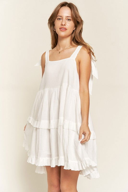 Plus Square neck ruffle dress us.meeeshop - 