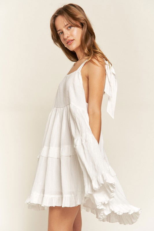 Plus Square neck ruffle dress us.meeeshop - 