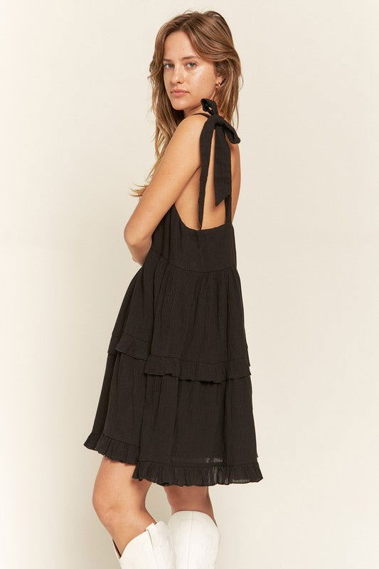 Plus Square neck ruffle dress us.meeeshop - 